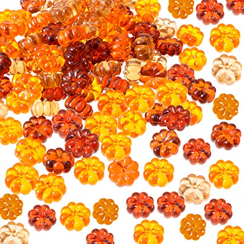 Tatuo 110 Pieces Mini Pumpkins Acrylic Pumpkin Table Scatters for Halloween Thanksgiving Decoration