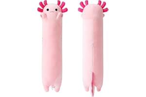 PEACH CAT Pink Long Axolotl Plush Pillow Toy Cute Axolotl Stuffed Animal for Girls and Boys 28"