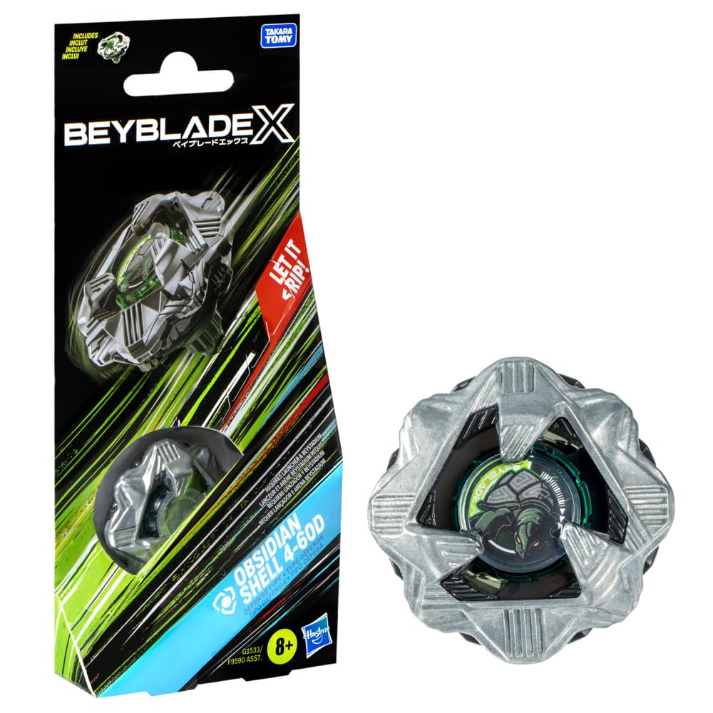 Beyblade X Obsidian Shell 4-60D Booster Pack Set with Defense Type Top; Authentic Takara Tomy Battle Tops Games/Toys for Boys and Girls 8+