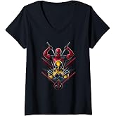 Womens Marvel Studios Deadpool &amp; Wolverine with Claw-Slashed Logo V-Neck T-Shirt
