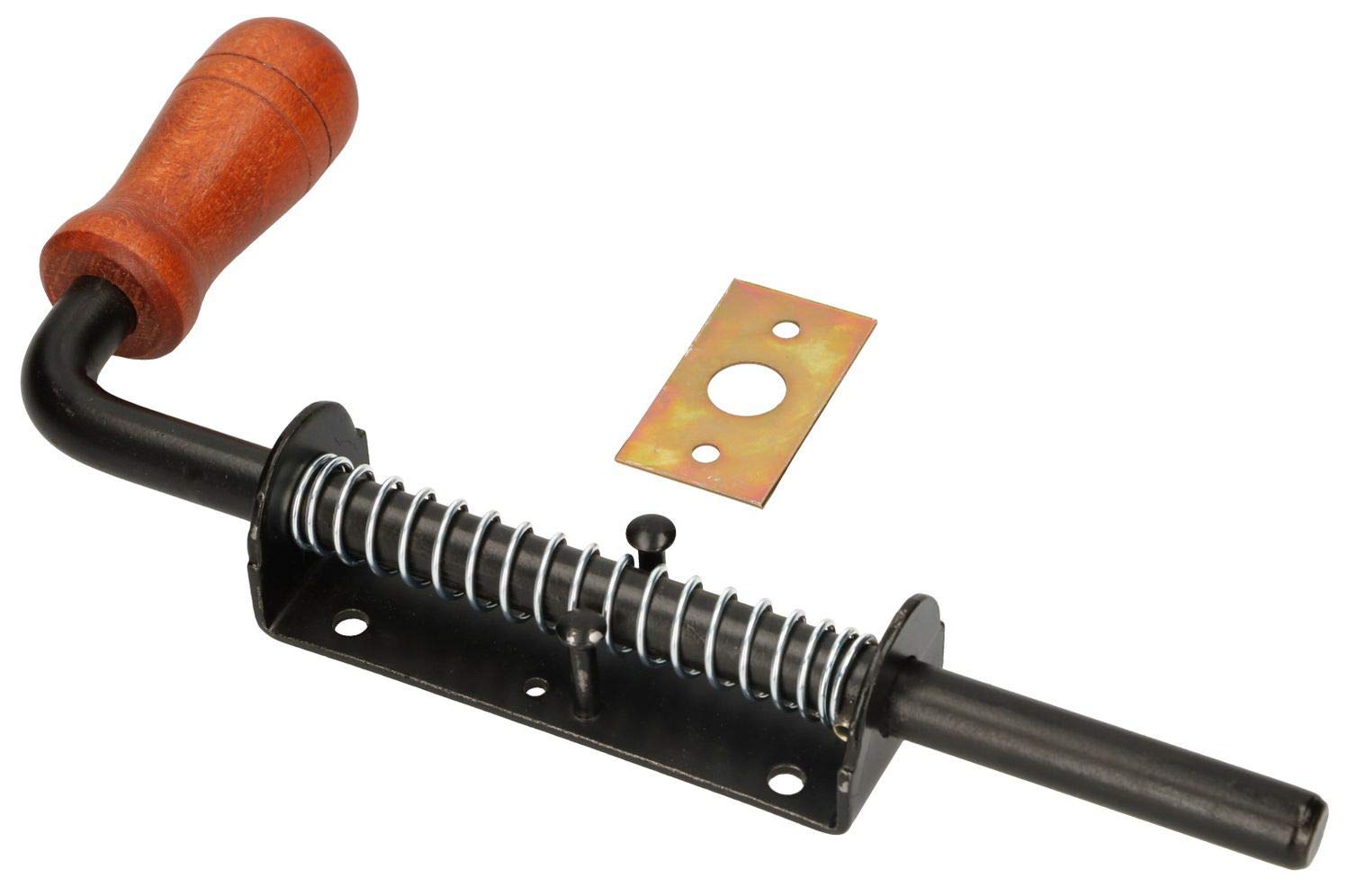 KOTARBAU Spring Latch 260 mm Bolt Door Latch Grinding Latch Black Rustproof Wooden Handle Weatherproof with Suspension Gate Latch Slider Doors Gates Plain