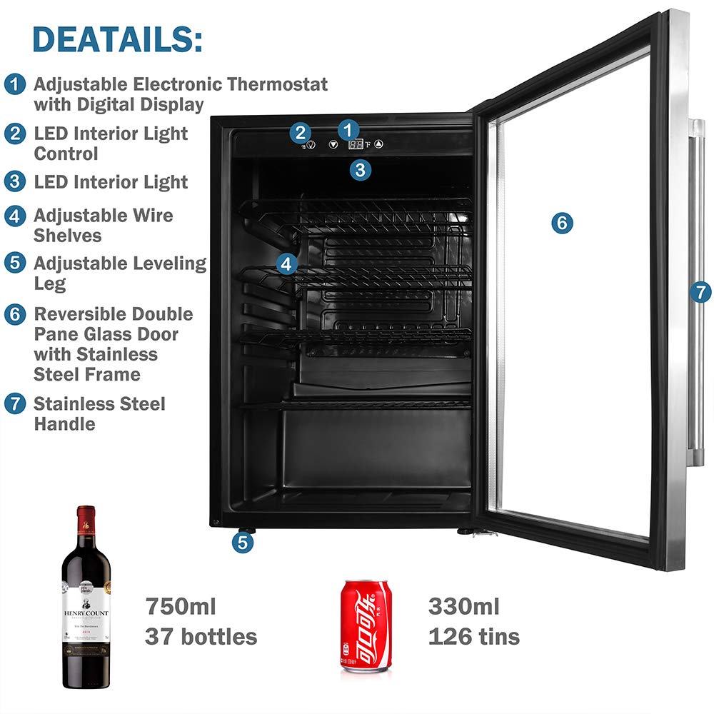 Northair - Enfriador de bebidas y nevera con puerta reversible de ...