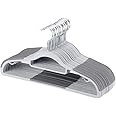 FSUTEG 50-Pack Heavy-Duty Plastic Hangers with Non-Slip Grips, 11lb Weight Capacity – Durable Space-Saving Closet Organizers for Shirts, Pants, Dresses & Coats(Grey)
