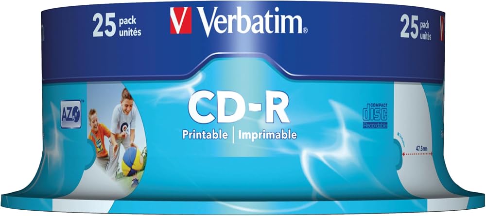 Verbatim CD-R Datalife+ 700MB 25 Pack Recordable Disc Storage