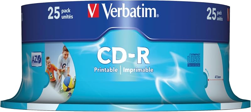 Verbatim CD-R Datalife+ 700MB 25 Pack Recordable Disc Storage