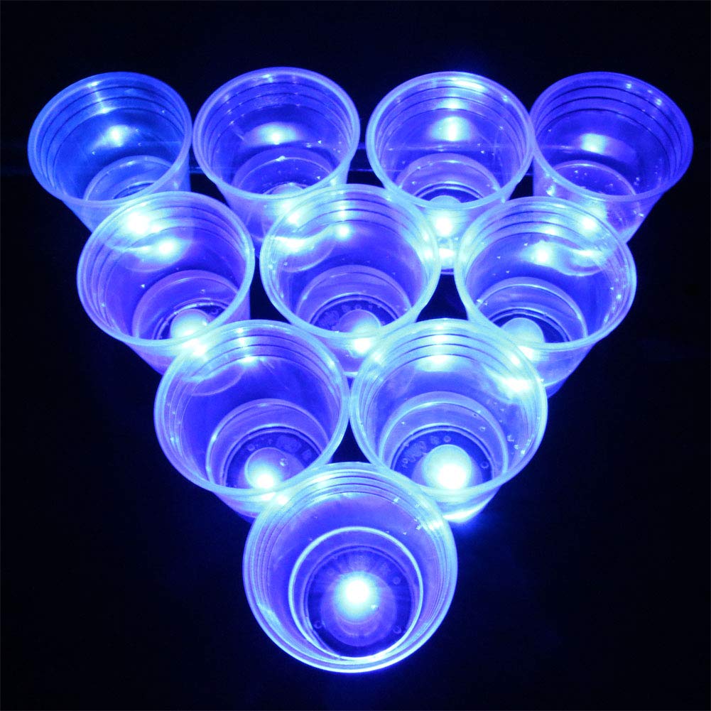 Six Senses Media The Dark Beer Pong Set,Beer Pong Party Cup Set, LED Beer Pong Cups and Glow-in-The-Dark Balls,22 Set