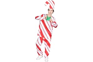 EraSpooky Mens Candy Cane Costume Adult Funny Christmas Candy Outfits
