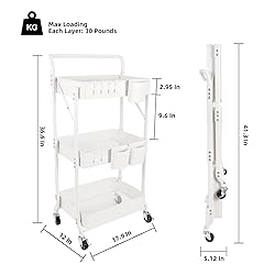 3-Tier Folding Rolling Utility Cart with
