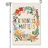 Perfectinsoy Kindness Matters Floral Garden Flag, Flower Yard Banner, Community Progress Welcome Yard Home Holiday Farmhouse Porch Patio Lawn Backyard Outdoors Decor, Equality Inclusion Home Flag