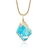 InfinityGemArt Raw Ethiopian Fire Opal Necklace For Women - Men Dainty Gemstone Pendant October Birthstone14K Gold Plated 18 inch Adjustable Chain Minimalist Jewelry Valentines Day Gifts