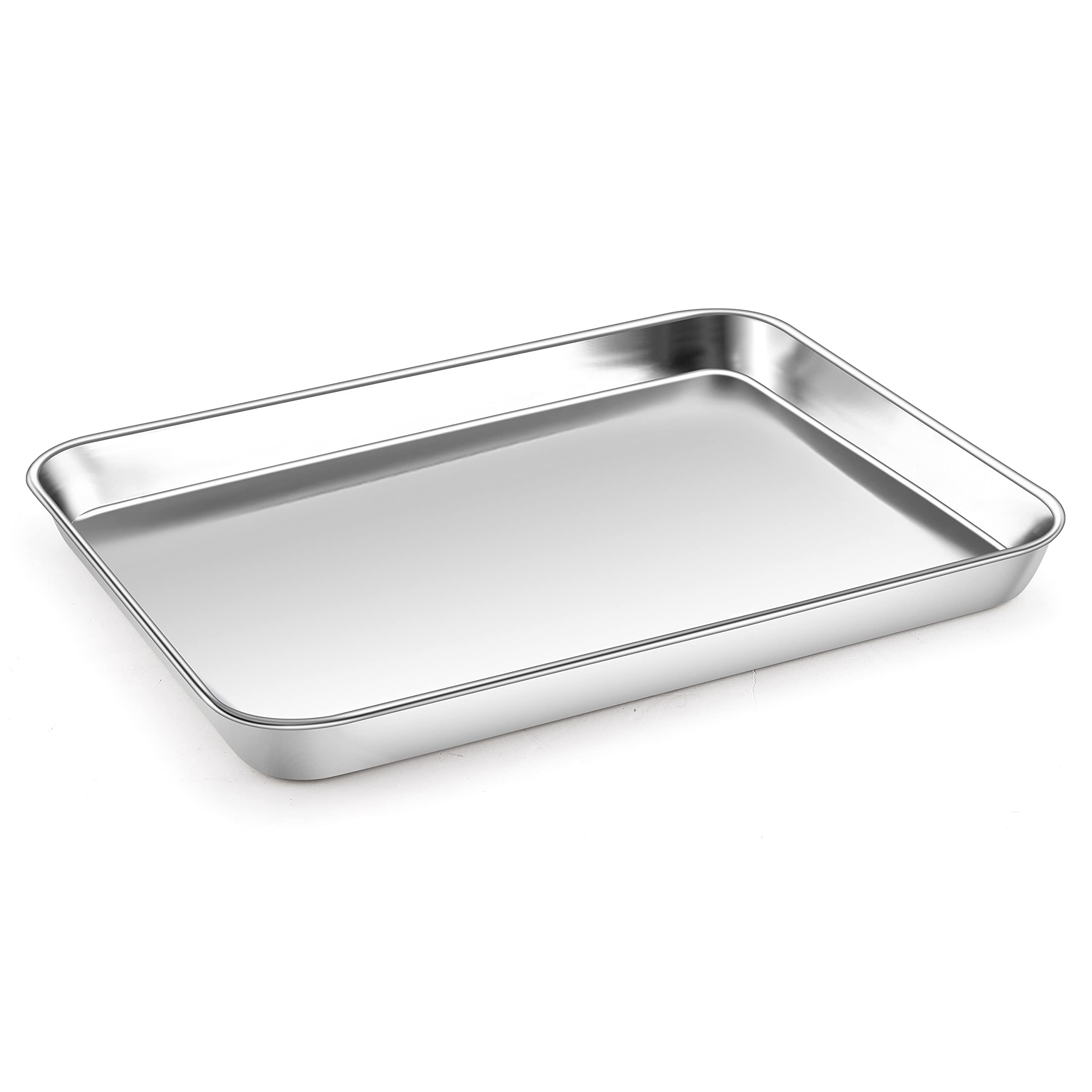 Small Baking Tray, Onader Stainless Steel Oven Tray Cookie Sheet Pan, Perfect for Baking Cooking Serving, Non Toxic & Healthy, Heavy Duty & Mirror Finished & Dishwasher Safe, 26.4x20.4x2.5cm