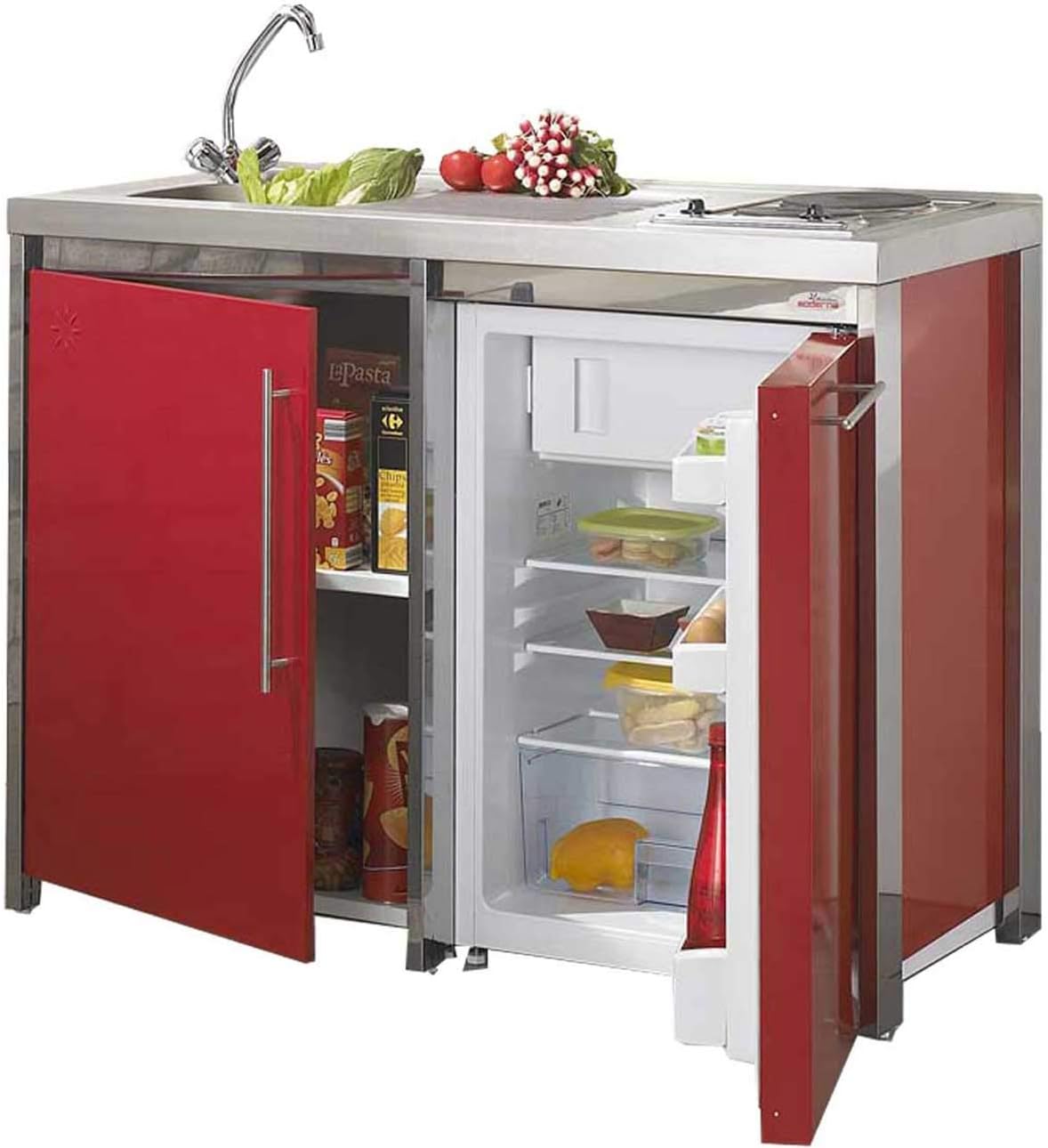 MODERNA Metalline éléments Bas 120x60 Rouge Carmin Amazon.fr Cuisine & Maison