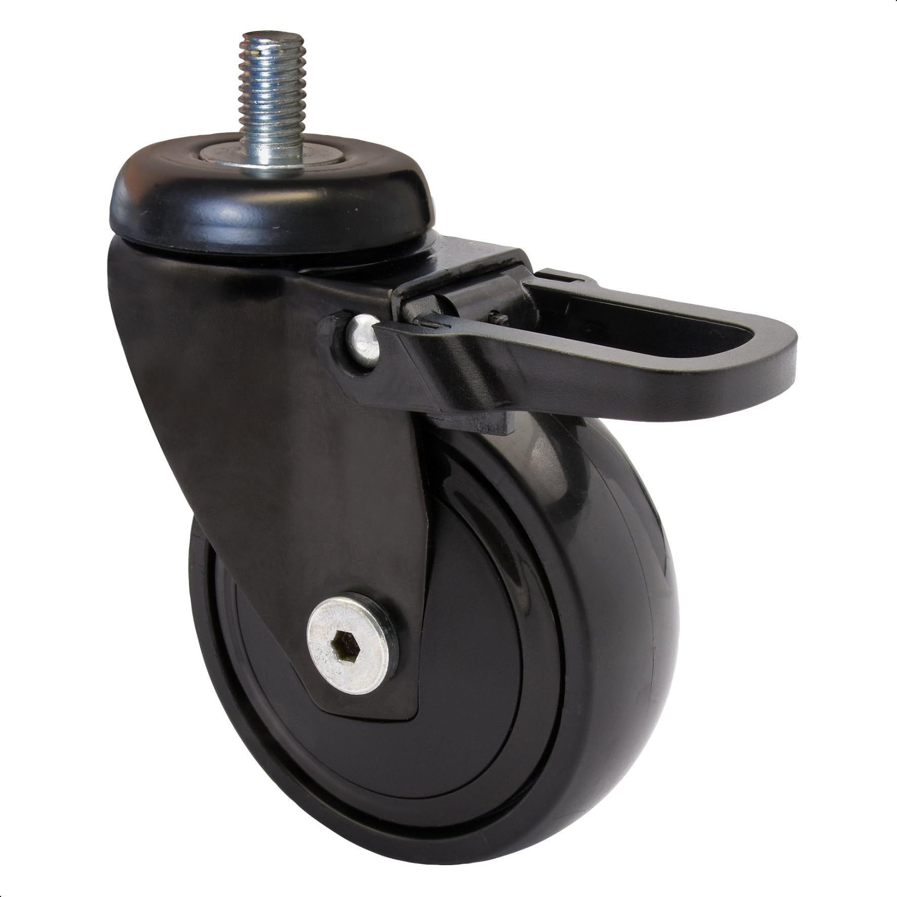 WAGNER ultra-turnable 360° - 3C - design swivel castor/furniture castor - black, soft running surface, grub screw 10 x 16 mm, diameter Ø 75 mm, brake, load capacity 75 kg - 01237766