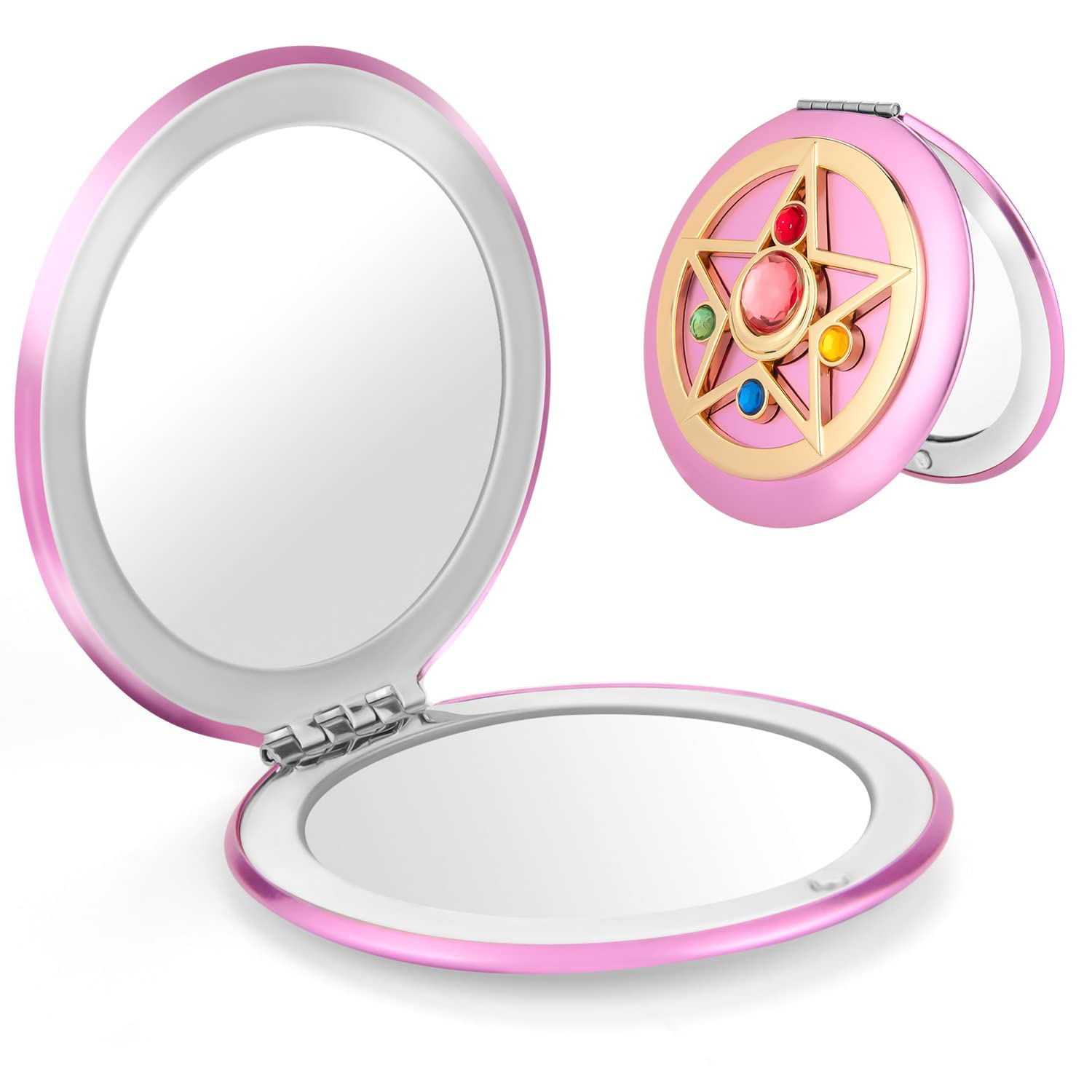SHOWLOUE Makeup Compact Mirror, Portable Double Sided Folding Makeup Mirror Small Pocket Mirror Gift for Women Girls