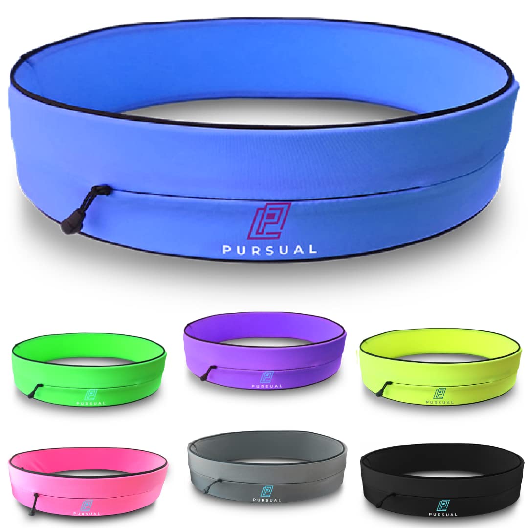 PURSUAL Running Belt with Money & Phone Pouch - Sweatproof Running Phone Holder with Large Capacity - Running Waist Pouch for Men & Women - Perfect Phone Holder for Running & Outdoor Activities