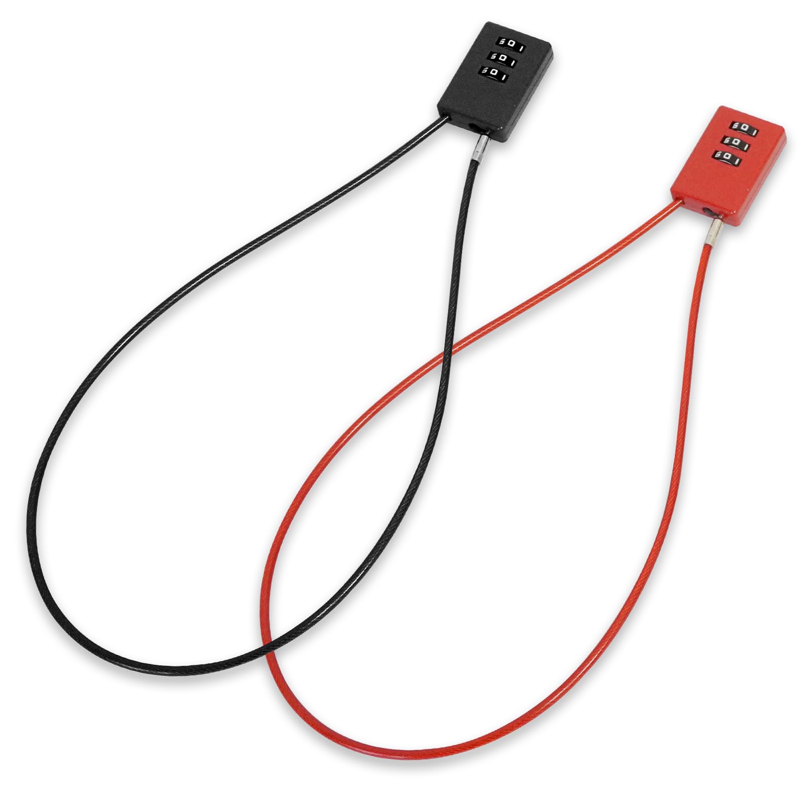 KATIMI 2 Pieces 3 Digit Cable Combination Padlock, Wire Rope Luggage Suitcase Locks, 50cm Adjustable Safety Cable Lock, Anti-Theft Padlocks with Code for File Cabinet Strongbox Gym