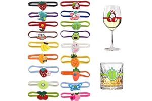 bjsdkff 18Pcs Wine Glass Markers, Silicone Drink Markers, Glass Cup Wine Glass Bottle Strip Tag Marker, Suitable for Bottle I