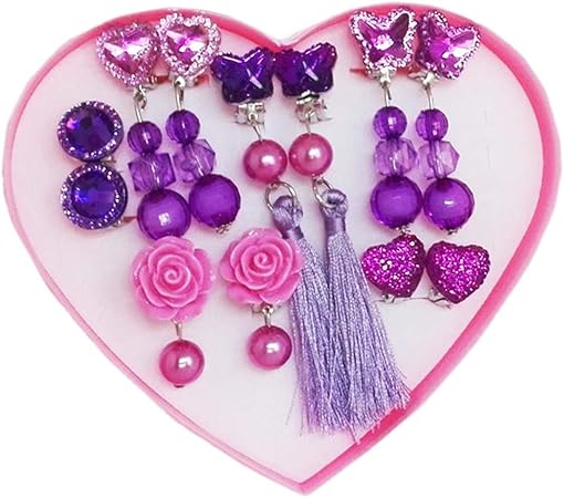 Amazon 小さな女の子のジュエリーセット耳の穴がない子供のイヤリングかわいい耳のクリップ誕生日プレゼント A6 イヤリング おもちゃ