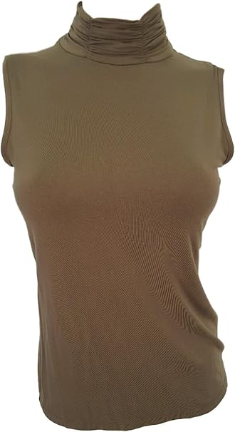 August Silk Options Green Sleeveless Mock Turtleneck Shirt Size Small at Amazon Womenâs Clothing 