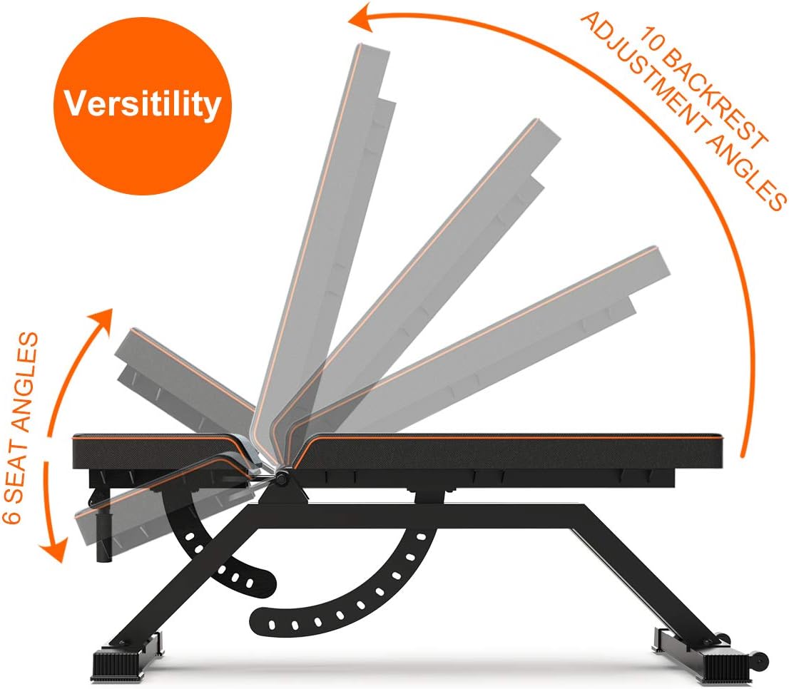 Amazon Com Feierdun Adjustable Weight Bench Flat Incline Decline Utility Workout Bench With Double Parallel Bar Support 1000lbs B03 Sports Outdoors