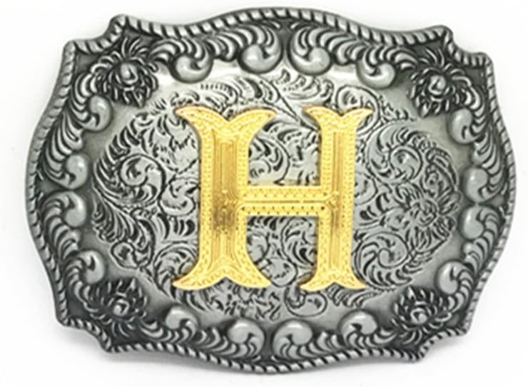 Western Cowboy Rodeo Belt Buckle Initial Letters A to Z for Men and Women