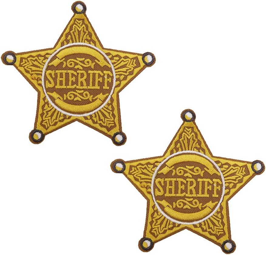 Mixed Media - Cartoon Sheriff Logo Embroidered Iron On Patches Halloween Police Costume DIY