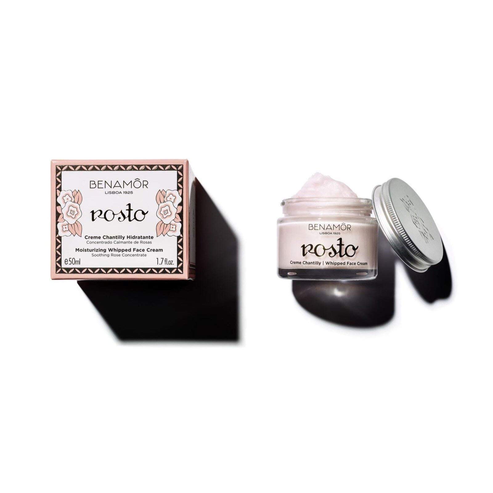 Benamôr - Rosto Moisturising Whipped Face Cream - Light Day Cream with Organic Rose Extract and Vitamin E - Face Moisturiser Paraben Free, Vegan - 50 ml Jar