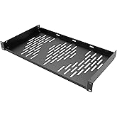 Beiyier 1U Universal Rack Shelf, 10" Deep Vented Cantilever Tray, for 19” Network Equipment Rack & Cabinet (1PCS, Black)