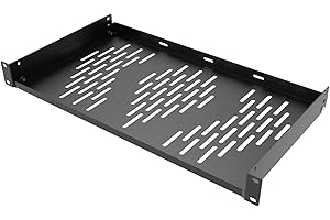 Beiyier 1U Universal Rack Shelf, 10" Deep Vented Cantilever Tray, for 19” Network Equipment Rack & Cabinet (1PCS, Black)