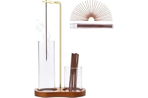 VILOSA Incense Holder, 2 in 1 for Sticks with Detachable Anti-Ash Flying Incense Burner with Glass Ash Catcher andSticks Organizer Handmade Wooden Tray for Meditation Yoga Room Decor Package