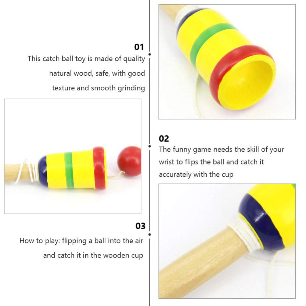 BESPORTBLE Wooden Kendama Toy Kendama Wood Toy Japanese Cup and Ball Catch Ball in Cup Game Traditional Japanese Toss and Catch Skill Game (Random Color)