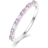 JO WISDOM 925 Sterling Silver Wedding Band for Women Thin Stacking Ring Half Cubic Zirconia Eternity Engagement Ring