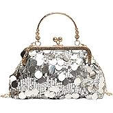 Women's Evening Handbag, Sparkly Sequin Evening Crossbody Bag, Top Handle Glitter Evening Bag, Bling Shoulder Clutch