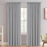 H.Versailtex Grey Blackout Curtains 2 Panels 90 x 90 Pleated Thermal Living Room view 2