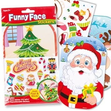 Immagini Natale Buffe.Set Di Adesivi Natalizi Con Faccine Buffe Per Bambini Giochi E Giocattoli Per Bambini Piccoli Per Un Natale Perfetto Confezione Da 4 Amazon It Giochi E Giocattoli