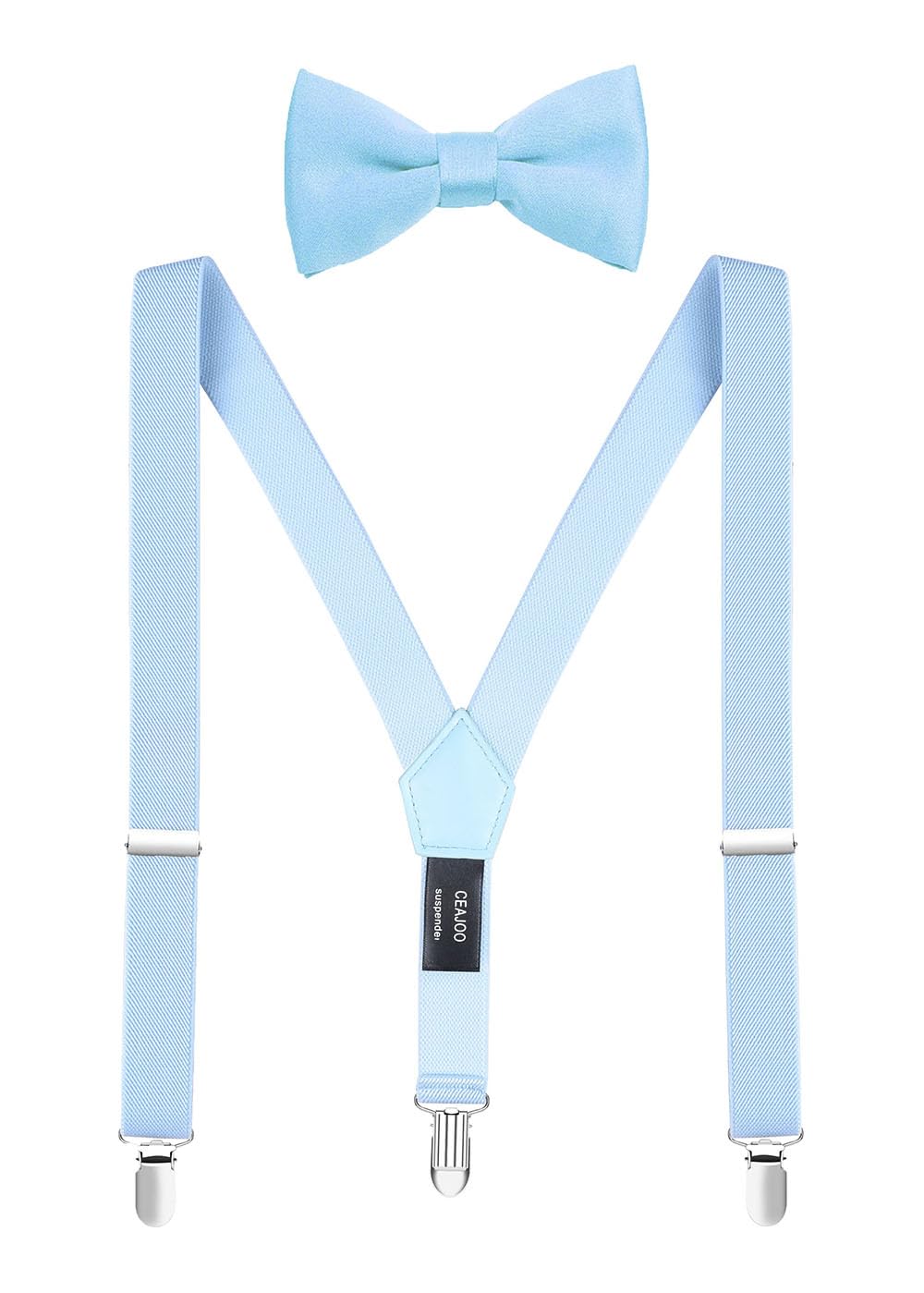 Photo 1 of CEAJOO Suspenders for Boys Bow Tie Set Adjustable Elastic Y Back 30" Light Blue