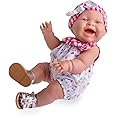 JC Toys Lola Spring Picnic 14” Realistic “Real Girl” All Vinyl Posable Play Doll – Happy Face- Dressed in 2 Piece Fun Collection Outfit with Shoes -by Berenguer Boutique
