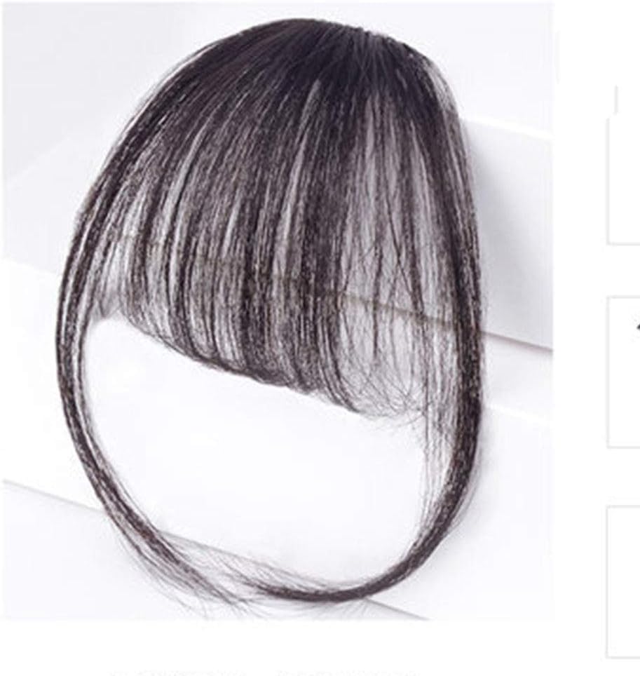RUNATURE Clip On Fringe Hair Extensions #1B Off Black Clip In Bangs Human Hair Thin Neat Air Bangs With Temple Bangs Accessories Hairpiece For Women
