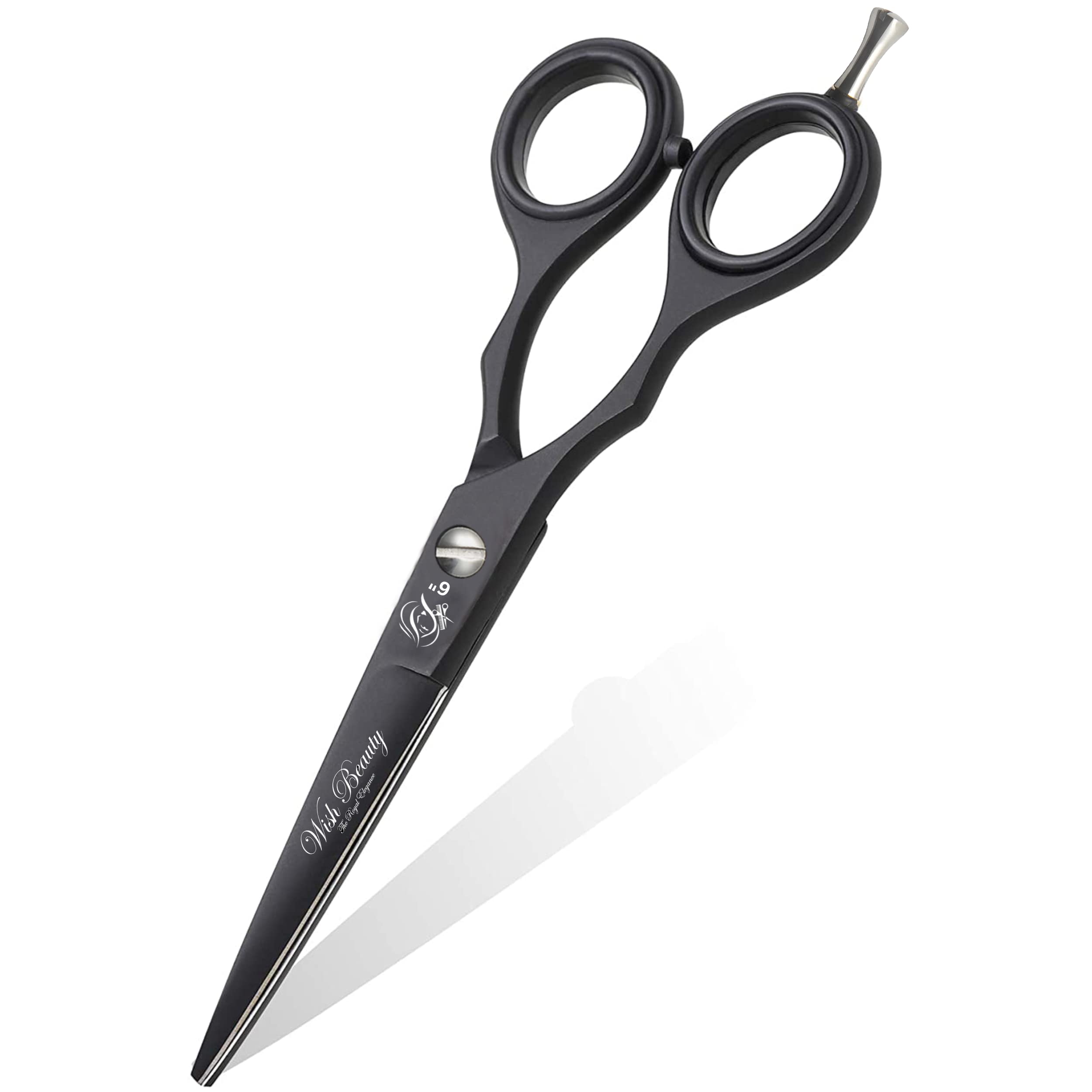 Wishbeauty Professional Sharp Left Hand Barber Scissors 6” Lefty Hair Cutting Scissors,Hairdresser Scissors Salon Haircut Scissors Hair Shears for Women Men (Black 6" Lefty)