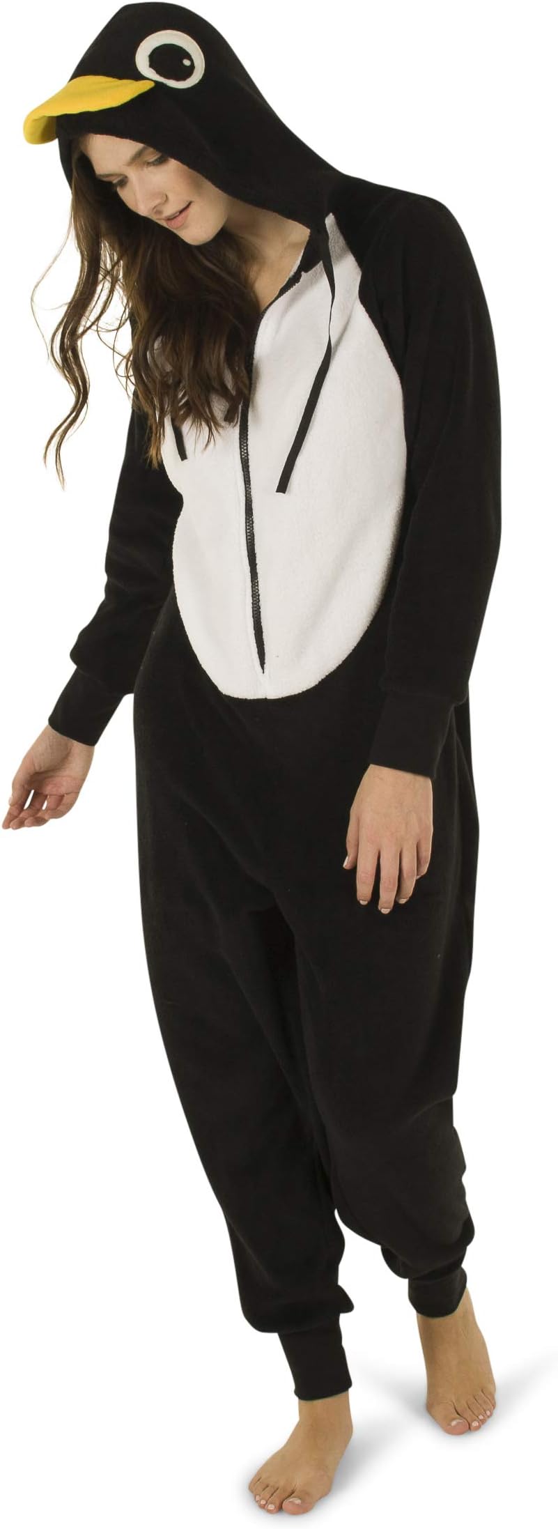 Totally Pink Women's Plush Warm Cozy Character Adult Onesies for Women One-Piece Novelty Pajamas (Large, Penguin)