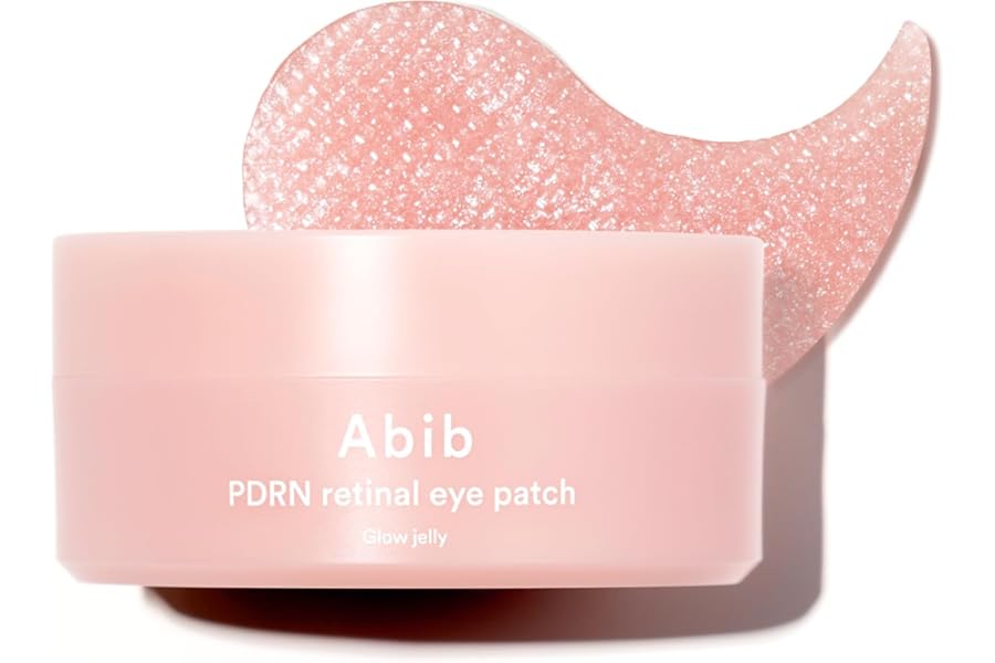 Abib PDRN Retinal Eye Patches for Rejuvenating & Puffy Eyes with Glow Jelly, Niacinamide, 60 Count, Korean Skin Care