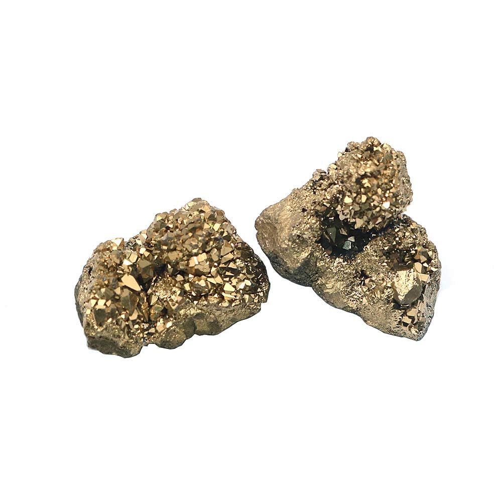 Namvo 2pcs Natural Pyrite Stone and Minerals Natural Crystal Quartz Stone for Divination Chakra Energy Healing Stones