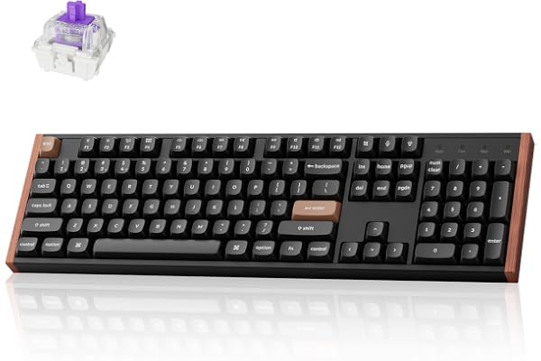 Keychron K10 HE Hall Effect Keyboard, Gateron Double-Rail Magnetic Nebula Switch, Full-Size Tri-Mode Wireless Keyboard with Rapid Trigger, Adjustable Actuation, RGB, Aluminum + Wooden Frame