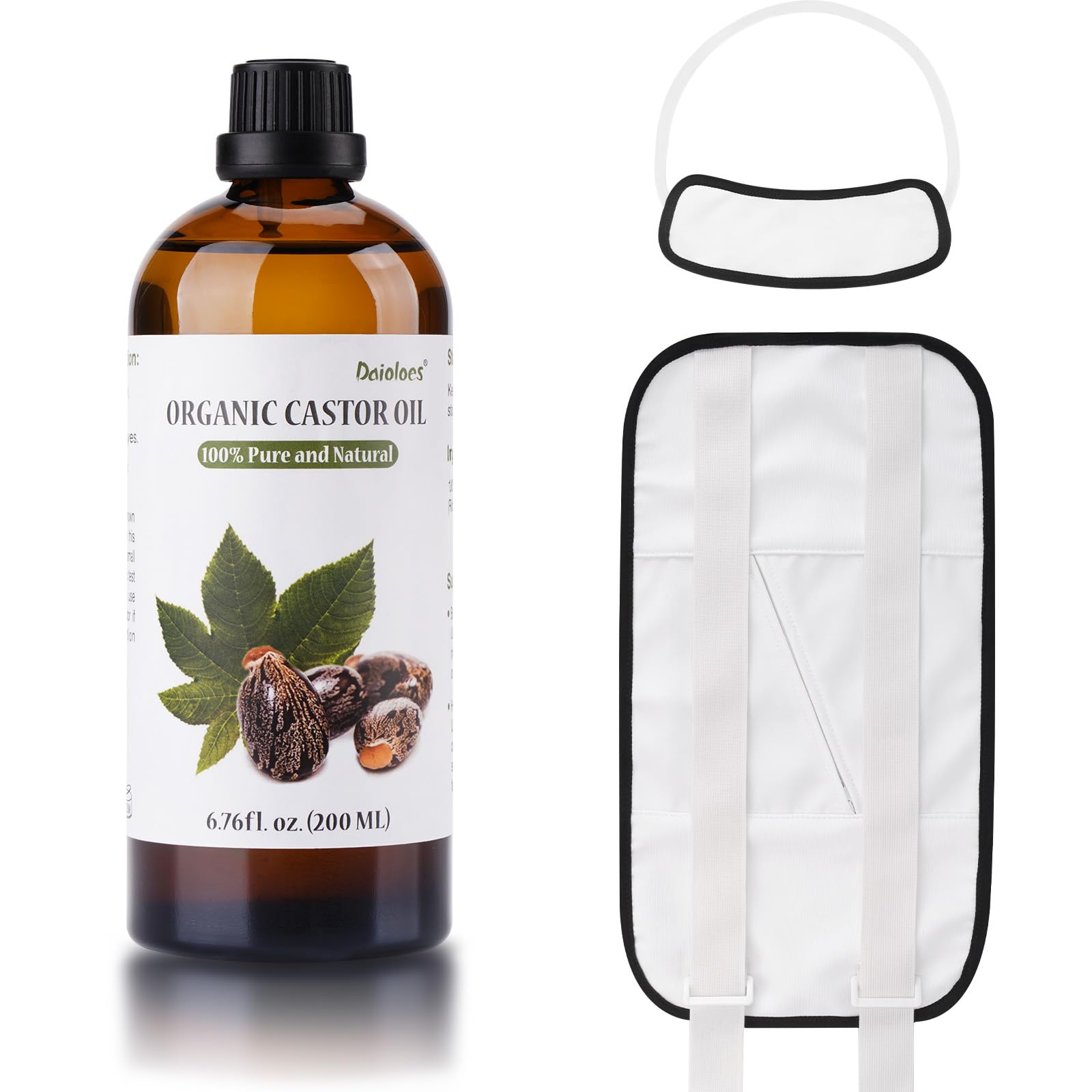 Photo 1 of Castor Oil Pack Wrap Cold Pressed Castor Oil Packs,Adjustable Washable Castor Oil Wrap for Liver Detox Thyroid Constipation,Organic Castor Oil Glass Bottle Anti Oil Leak(Castor Oil Included)