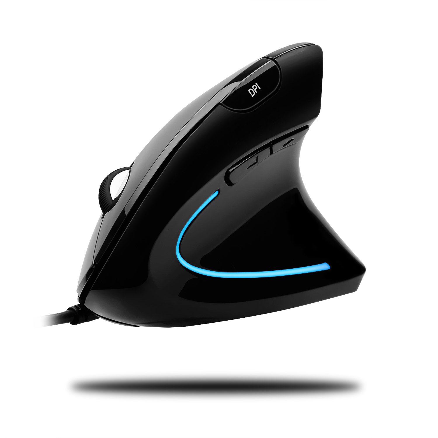 Adesso iMouseE1 - Vertical Ergonomic Illuminated Optical 6-Button USB Mouse - Right Hand Orientation, DPI 1600/1000, 6 Buttons, For Laptop/PC/Desktop/Notebook/MAC - Black