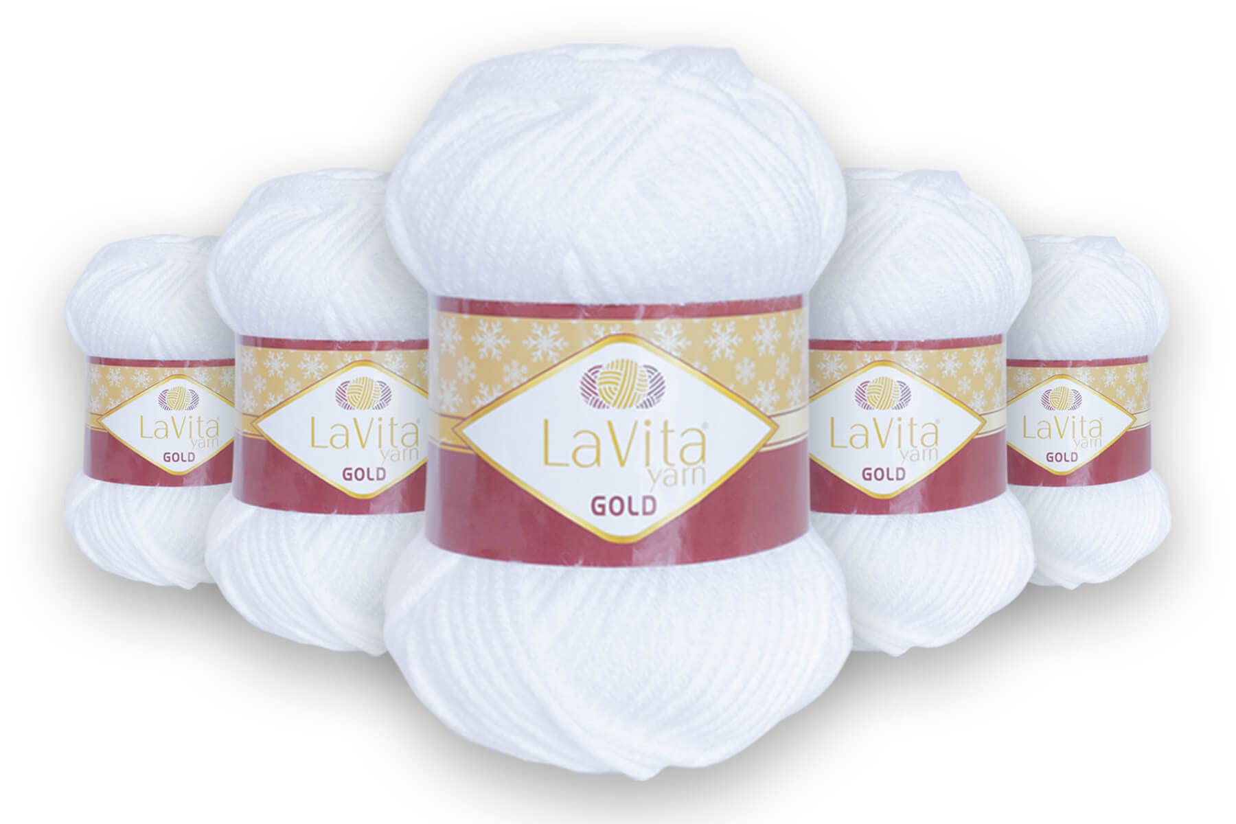LaVita Yarn Gold Hand Knitting Yarn 5-Pieces Pack 100% Acrylic Yarn, 1 Ball 100 gr, 100 mt (9501)