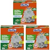 Hefty Ultra Strong Recovered Materials 13 Gallon Kitchen Trash Bags, 110 Count (Pack of 3)