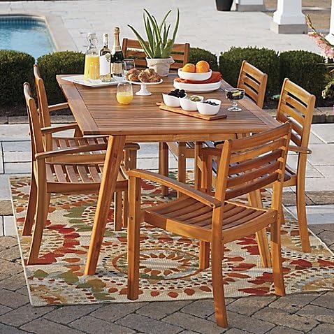 Westerly Acacia Wood 6-Person Saddle Table