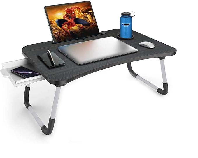 Callas Multipurpose Foldable Laptop Table with Cup Holder, Study Table, Bed Table, Breakfast Table, Foldable and Portable/Ergonomic &