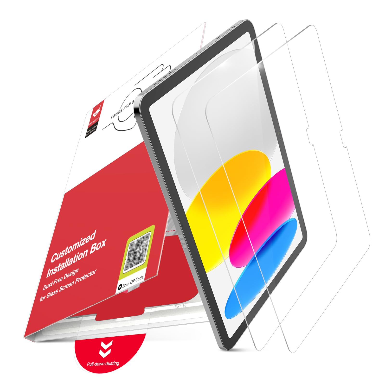 Photo 1 of bersem 2 Pack Screen Protector for iPad 10th/11th Generation A16 (10.9/11 Inch, 2022/2025), 9H Hardness Tempered Glass with Customized Installation Tray, HD Clear, No Bubbles, Dust Free PullBox